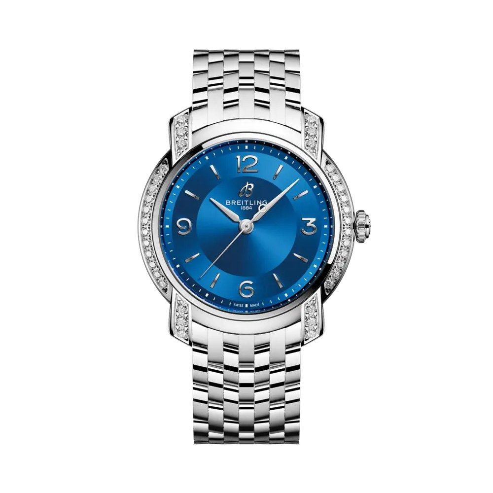Breitling Lady Premier 32 Blue Dial Diamond Bezel Stainless Steel